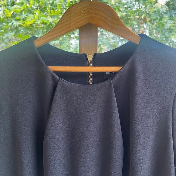 Betsy & Adam Melanie Dress Black Bell Sleeve Sheath Size 10 - Picture 5 of 9